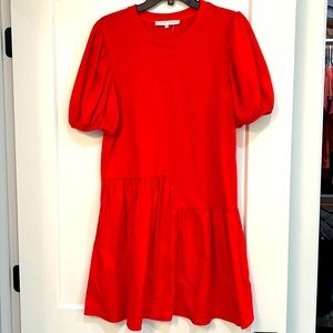 English Factory Red dress Asymmetrical front